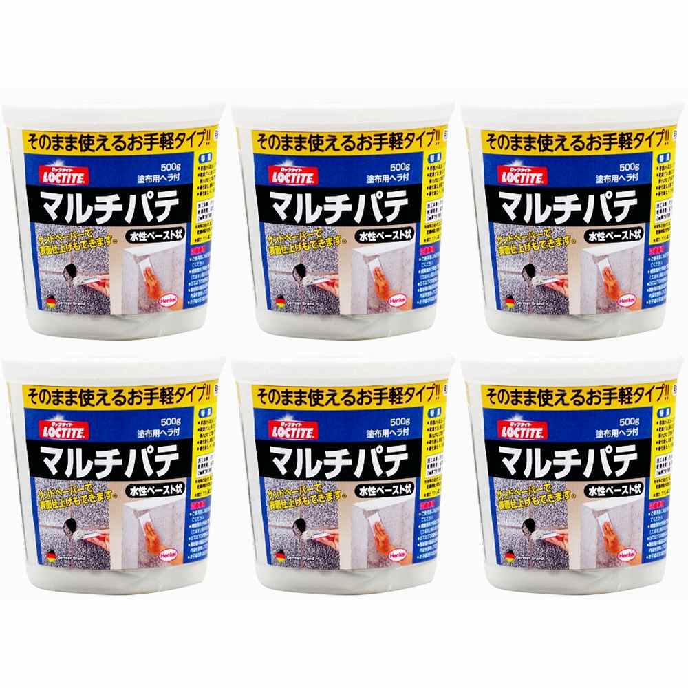 特長●容器から出してそのまま使えるペースト状タイプ。●サンドペーパーで表面仕上げもできます。用途●しっくい、ブロック、レンガ、コンクリート、モルタルなどの穴埋め、かけ補修。●木の割れ目やキズ補修に。仕様●色：灰●容量(g)：500●施工面積：約35cm×35cm(3mm厚)仕様2●硬化時間(20℃)：約24時間●パテタイプ材質／仕上●アクリル酸エステル共重合物、骨材、その他セット内容／付属品●ヘラ、ねり容器注意特長●容器から出してそのまま使えるペースト状タイプ。●サンドペーパーで表面仕上げもできます。用途●しっくい、ブロック、レンガ、コンクリート、モルタルなどの穴埋め、かけ補修。●木の割れ目やキズ補修に。仕様●色：灰●容量(g)：500●施工面積：約35cm×35cm(3mm厚)仕様2●硬化時間(20℃)：約24時間●パテタイプ材質／仕上●アクリル酸エステル共重合物、骨材、その他セット内容／付属品●ヘラ、ねり容器注意