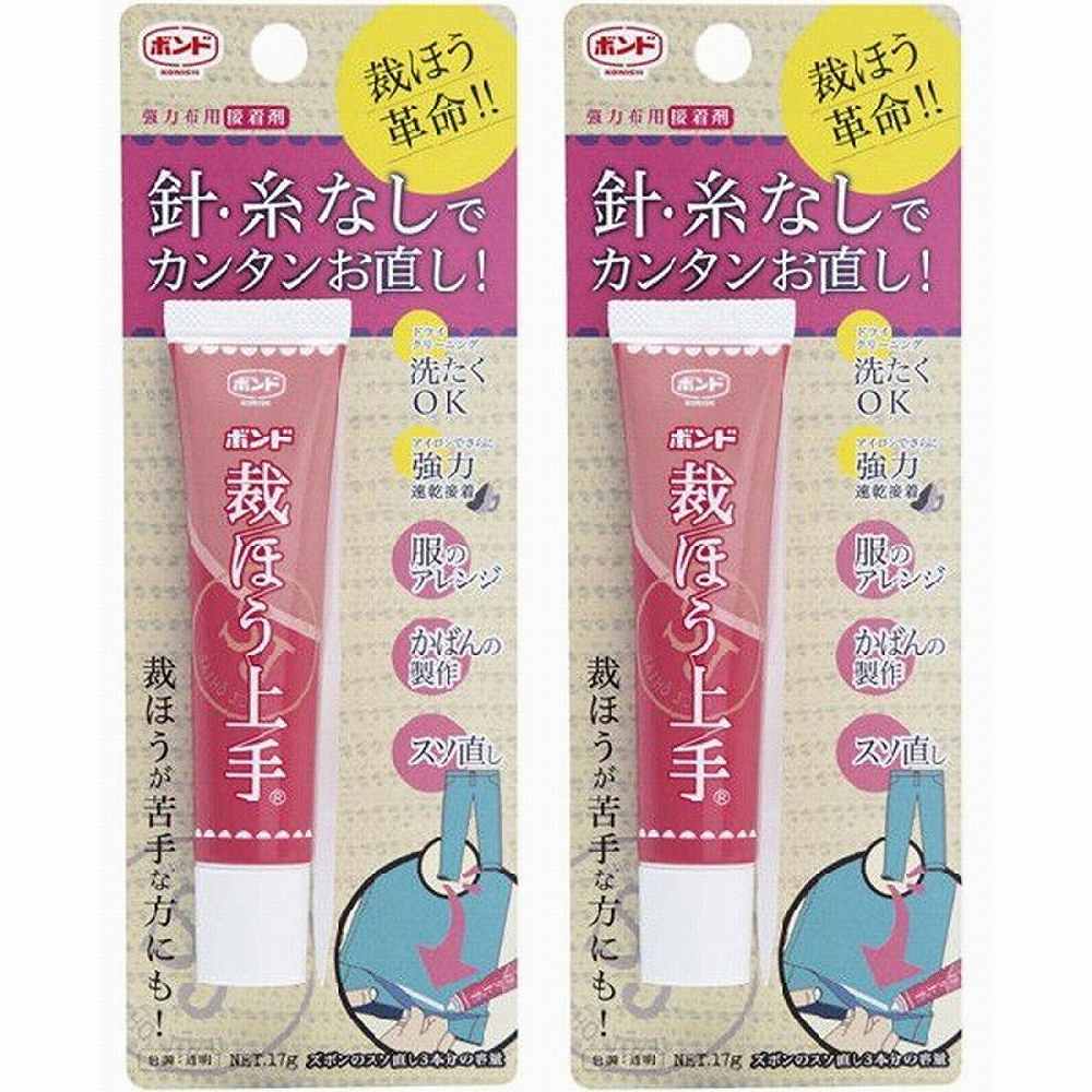 特長●針・糸なしで簡単にズボン・スカートのすそ上げができます。●入園・入学グッズを始めとした小物や衣服の補修・衣装作りなど様々なシーンでご使用できます。●アイロンでさらに強力・速乾接着できます。●接着後はドライクリーニングや繰り返し洗濯OKです。用途●名札、リボン、レース付けに。●ズボン、スカートのスソ直しに。●通園かばんなどの制作仕様●色：透明●容量(g)：17仕様2●チューブタイプ材質／仕上●シリル化ウレタン樹脂セット内容／付属品注意特長●針・糸なしで簡単にズボン・スカートのすそ上げができます。●入園・入学グッズを始めとした小物や衣服の補修・衣装作りなど様々なシーンでご使用できます。●アイロンでさらに強力・速乾接着できます。●接着後はドライクリーニングや繰り返し洗濯OKです。用途●名札、リボン、レース付けに。●ズボン、スカートのスソ直しに。●通園かばんなどの制作仕様●色：透明●容量(g)：17仕様2●チューブタイプ材質／仕上●シリル化ウレタン樹脂セット内容／付属品注意