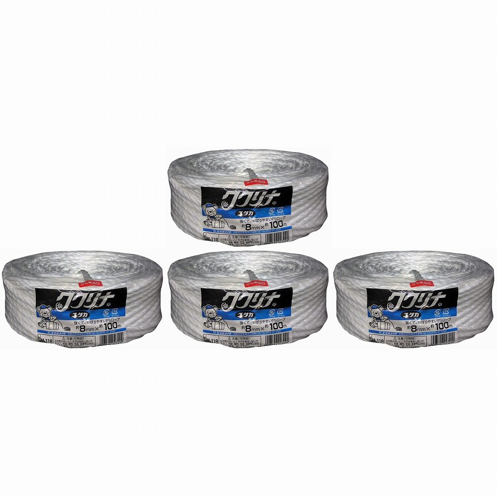 ユタカメイク　荷造り紐　PSロープ　8φ×100M 4個セット