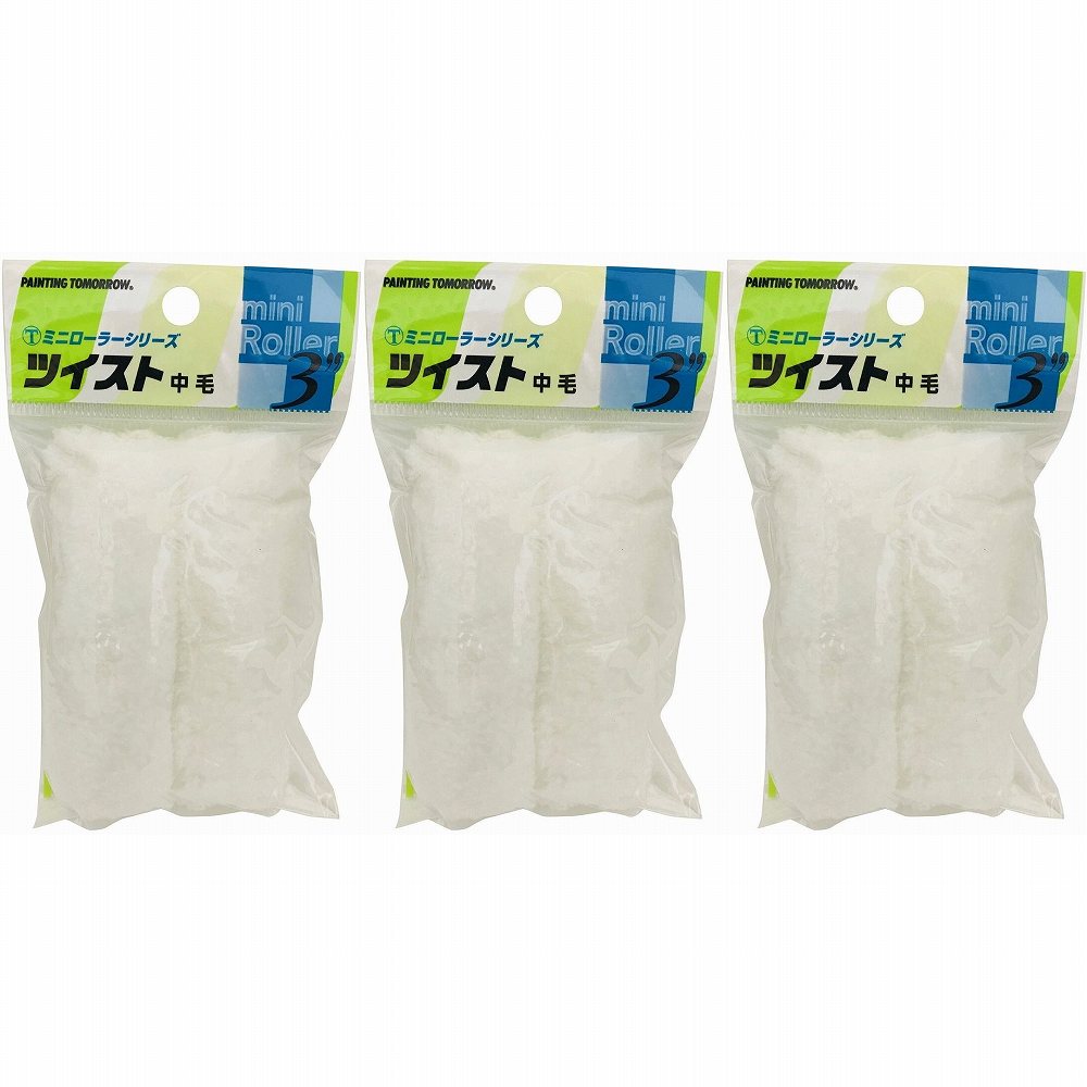 大塚刷毛 - ミニローラー ツイスト 中毛(3インチ) 2本入 - 3MS-TWB 特長 ●原色系でも透けにくい厚塗りができる新ローラー。●特殊な繊維で塗料のなじみが速く、キレイな仕上りを可能にしました。●さらに塗料の飛散が少なく、作業性に優れています。 仕様 ●PE ご注意 ●使用前には、手で必ず不要な毛をはらって下さい。●毛ばらいをせずに塗料をつけると、塗装面に抜けた毛が付着する恐れがあります。●薬品や強溶剤の塗布には、使用しないで下さい。●ご使用の塗料・塗装条件により、本来の性能を発揮できない場合がありますのでご注意下さい。●ハンドルはローラーサイズにあったものをお選びください。大塚刷毛 - ミニローラー ツイスト 中毛(3インチ) 2本入 - 3MS-TWB 特長 ●原色系でも透けにくい厚塗りができる新ローラー。●特殊な繊維で塗料のなじみが速く、キレイな仕上りを可能にしました。●さらに塗料の飛散が少なく、作業性に優れています。 仕様 ●PE ご注意 ●使用前には、手で必ず不要な毛をはらって下さい。●毛ばらいをせずに塗料をつけると、塗装面に抜けた毛が付着する恐れがあります。●薬品や強溶剤の塗布には、使用しないで下さい。●ご使用の塗料・塗装条件により、本来の性能を発揮できない場合がありますのでご注意下さい。●ハンドルはローラーサイズにあったものをお選びください。