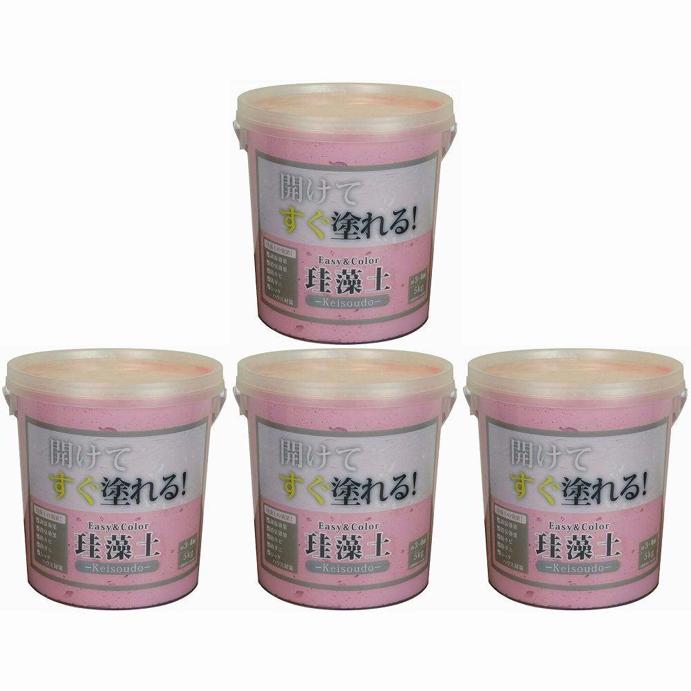 Paint - ワンウィル - EASY＆COLOR - 珪藻土 - 5kg - ピンク 4個セット