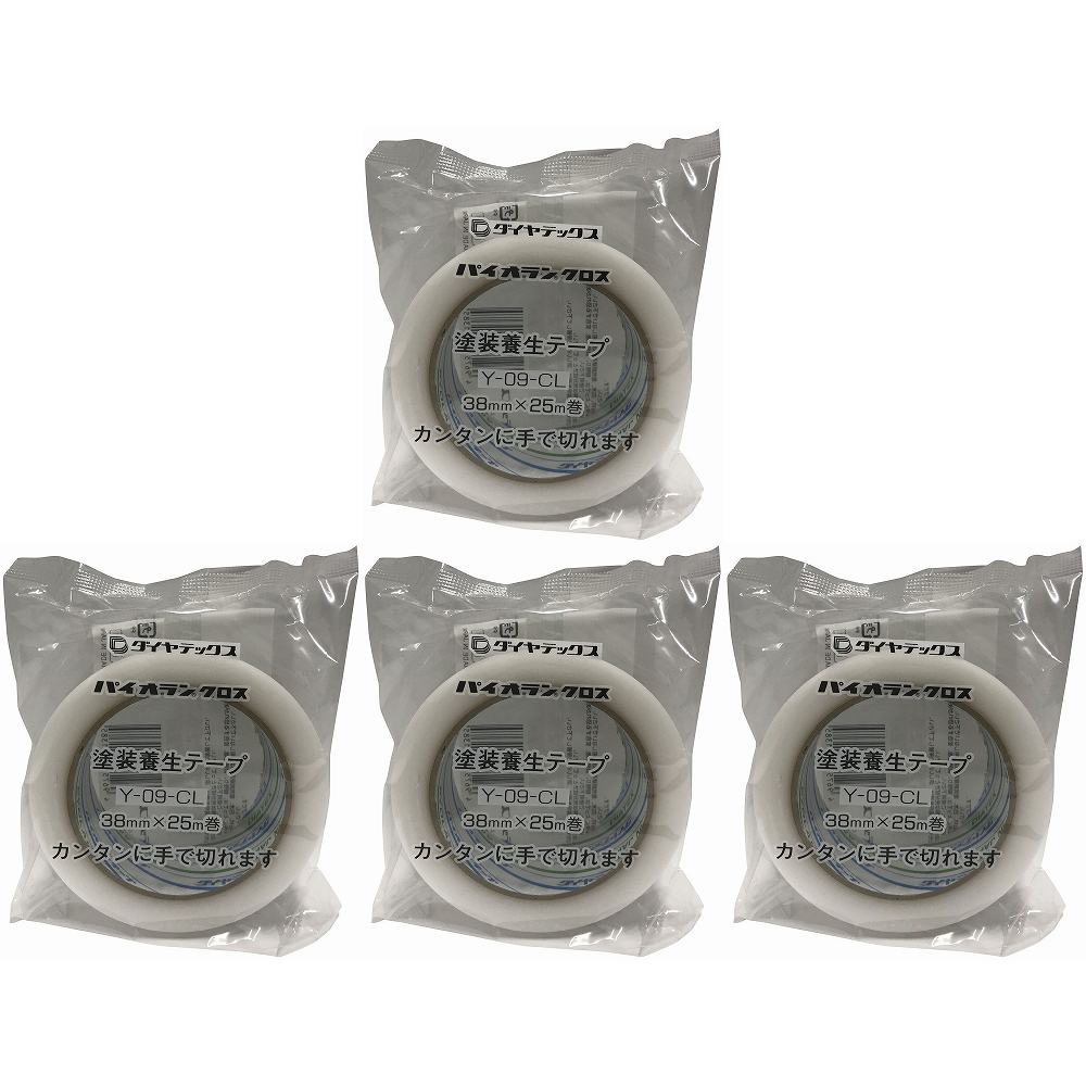 パイオラン　塗装養生用テープ　38mmx25m　クリア 4個セット