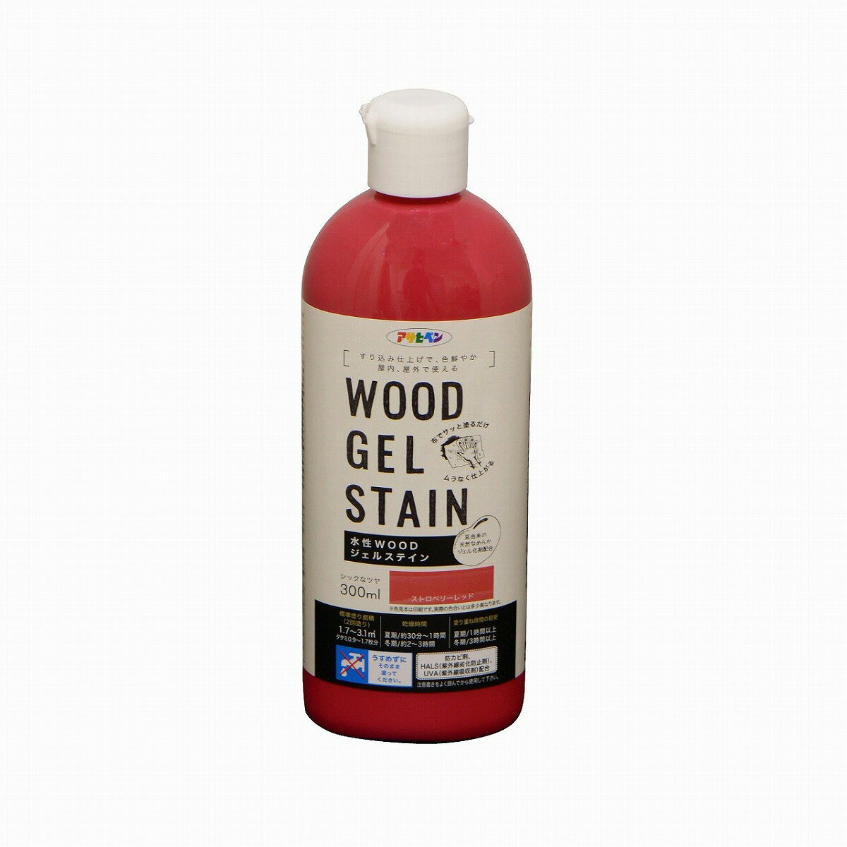 【あす楽対応・送料無料】アサヒペン水性WOODジェルステイン300MLストロベリーレッド