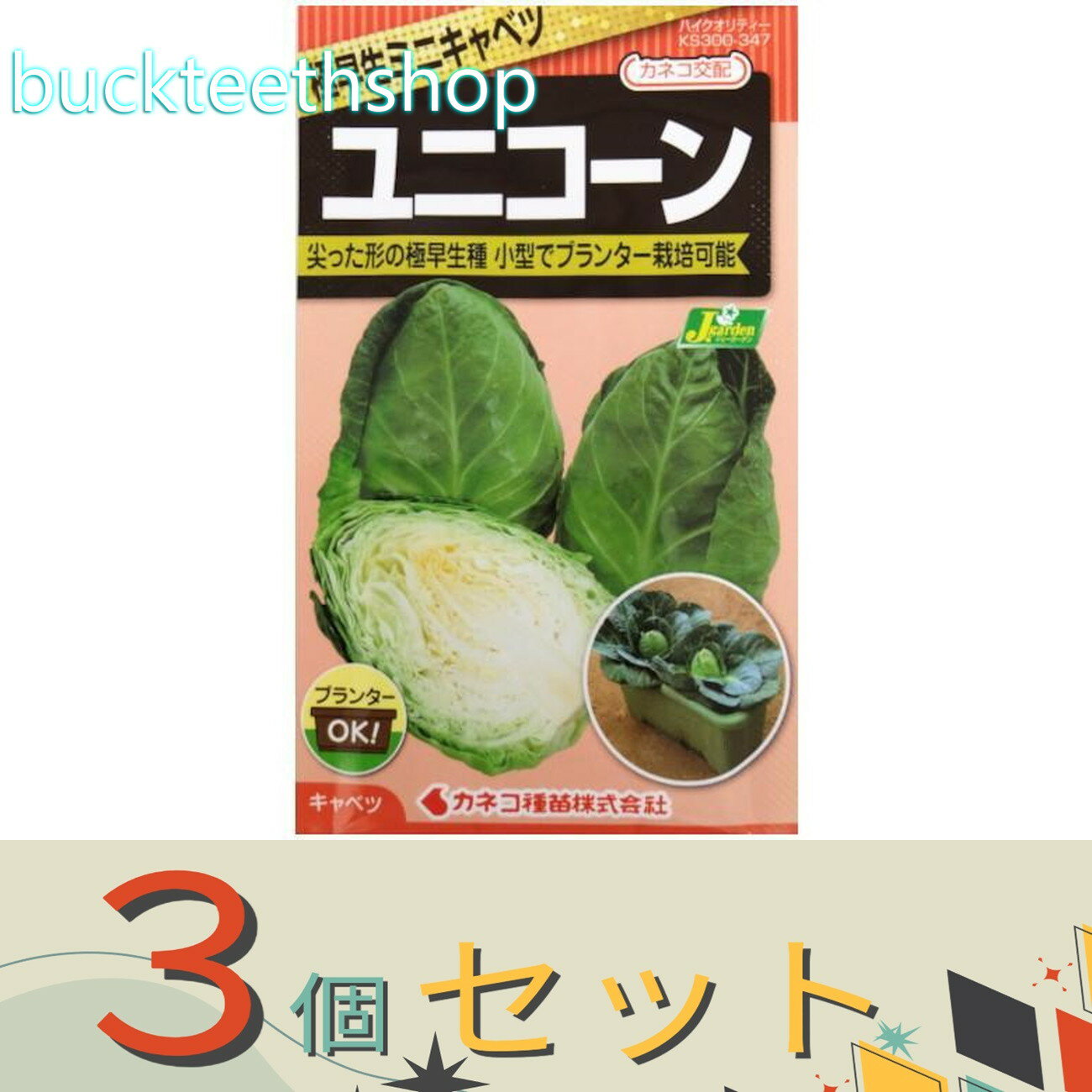 ※3個セット※カネコ種苗　タネ　キャベツ　ユニコーン