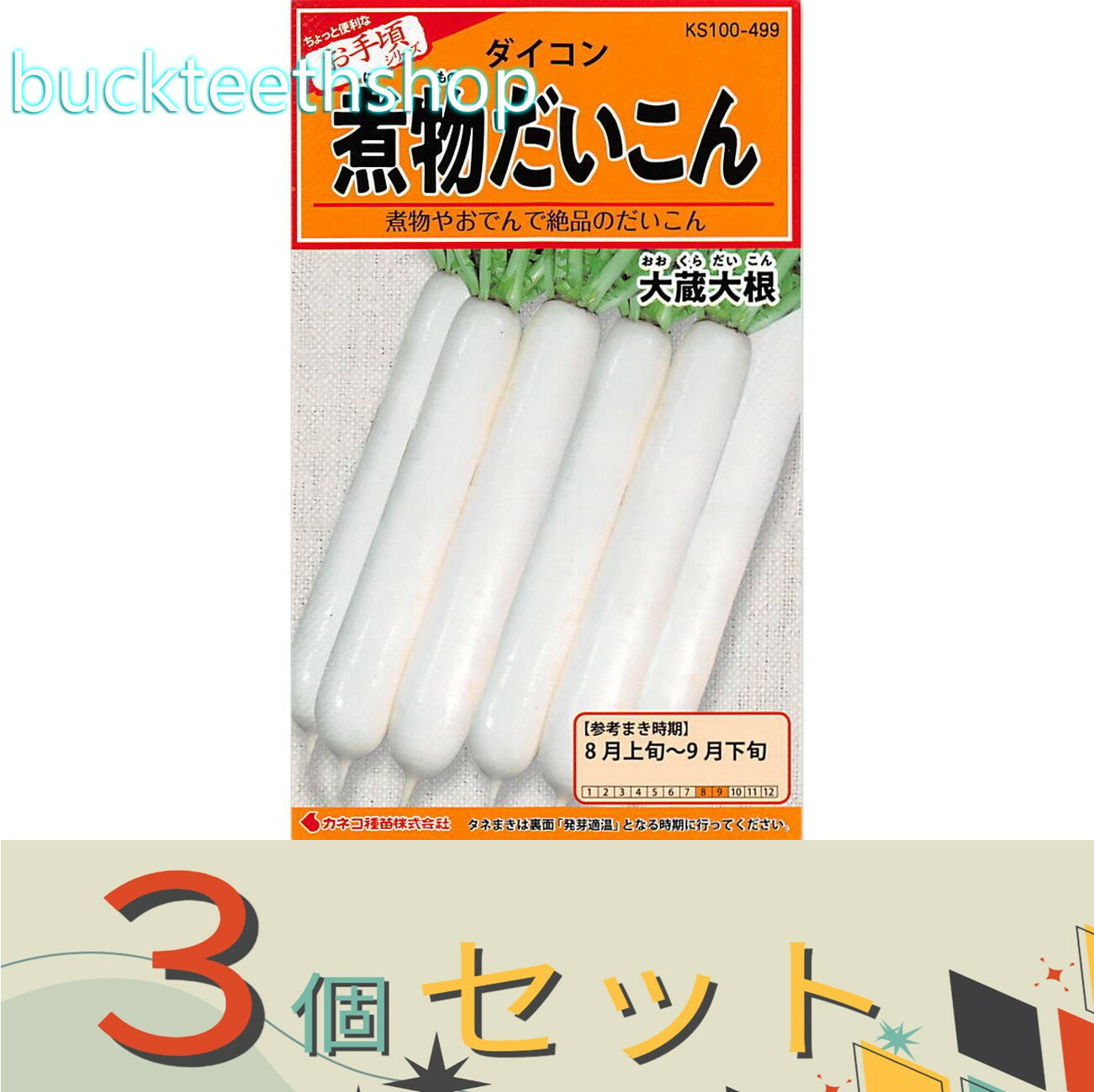 ※3個セット※カネコ種苗　タネ　煮物だいこん　大蔵大根