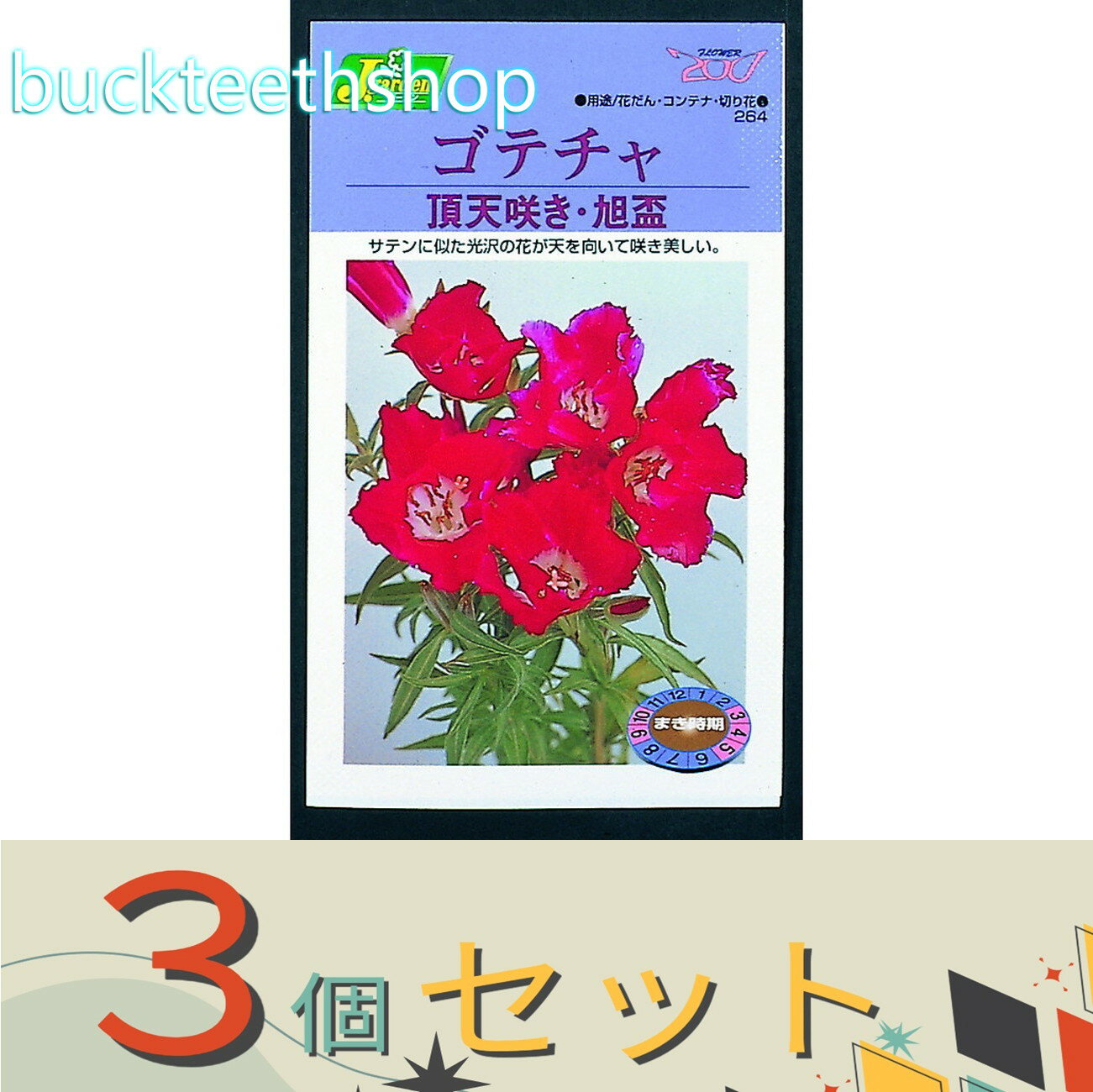 ※3個セット※カネコ種苗　タネ　ゴテチャ　頂天咲き・旭盃