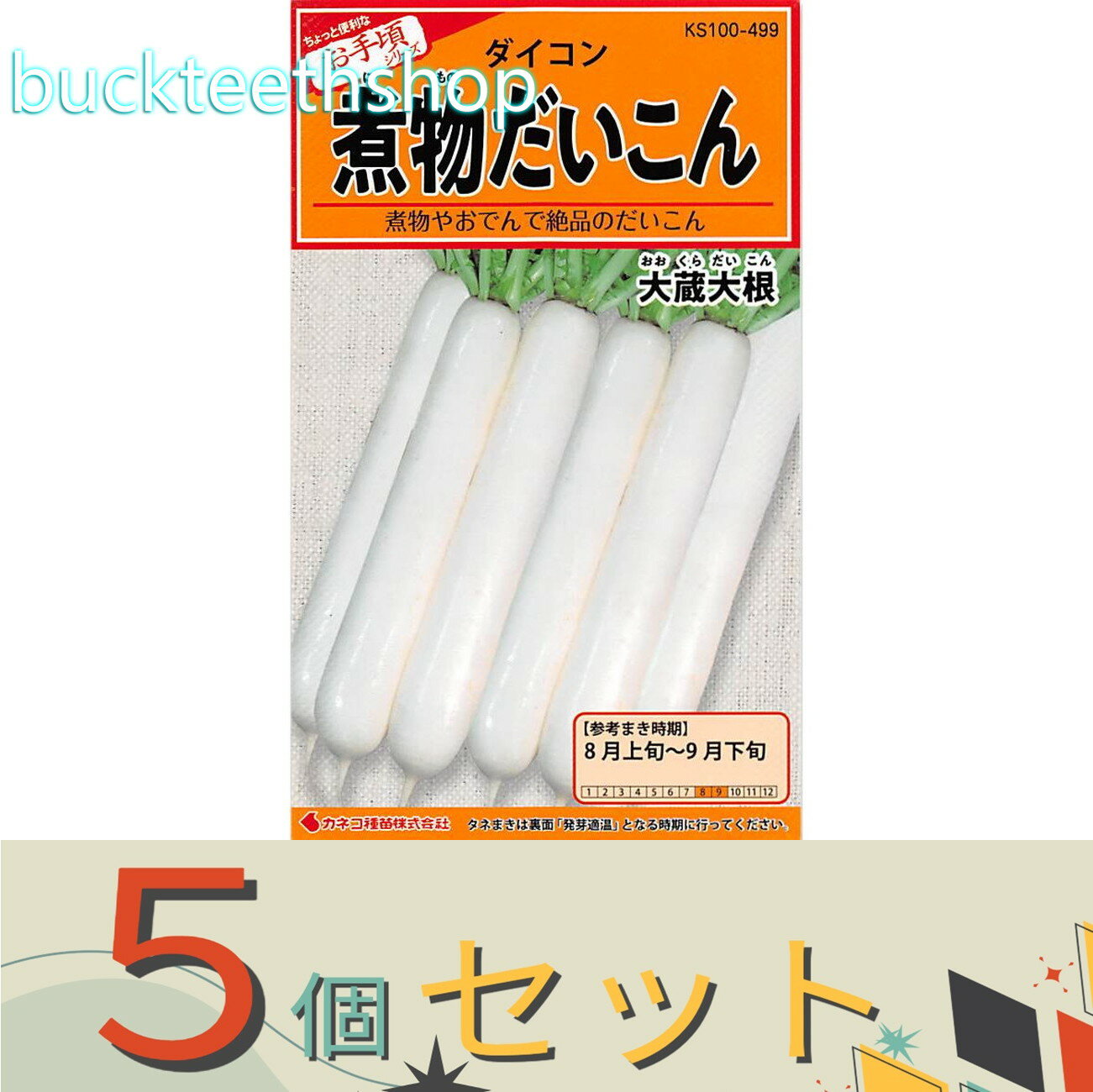 ※5個セット※カネコ種苗　タネ　煮物だいこん　大蔵大根