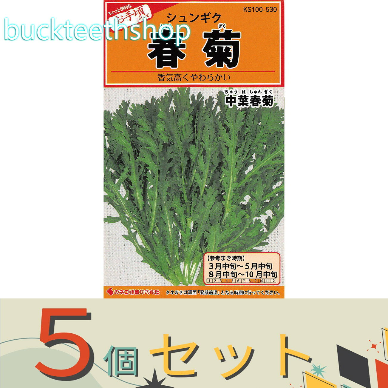 ※5個セット※カネコ種苗　タネ　春菊　中葉新菊