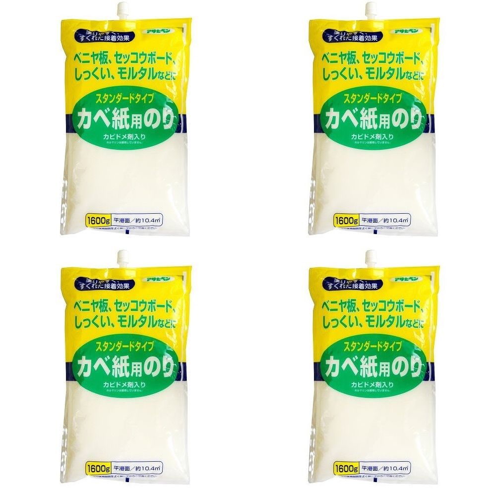 アサヒペン スタンダードタイプカベ紙用のり 1600G 765 4個セット