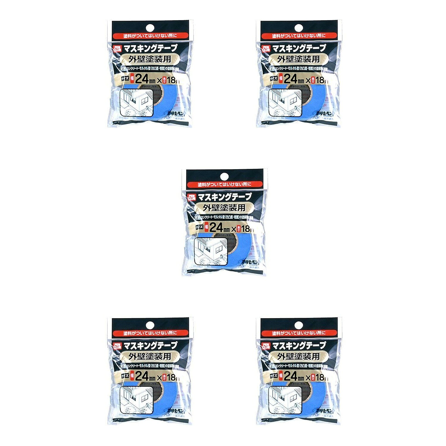 アサヒペン PCマスキングテープ 24MMX18M 外壁塗装用 5個セット