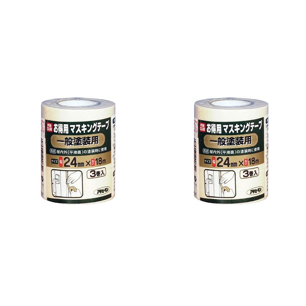 アサヒペン PCお徳用マスキングテープ 24X3巻入り 一般塗装用 2個セット