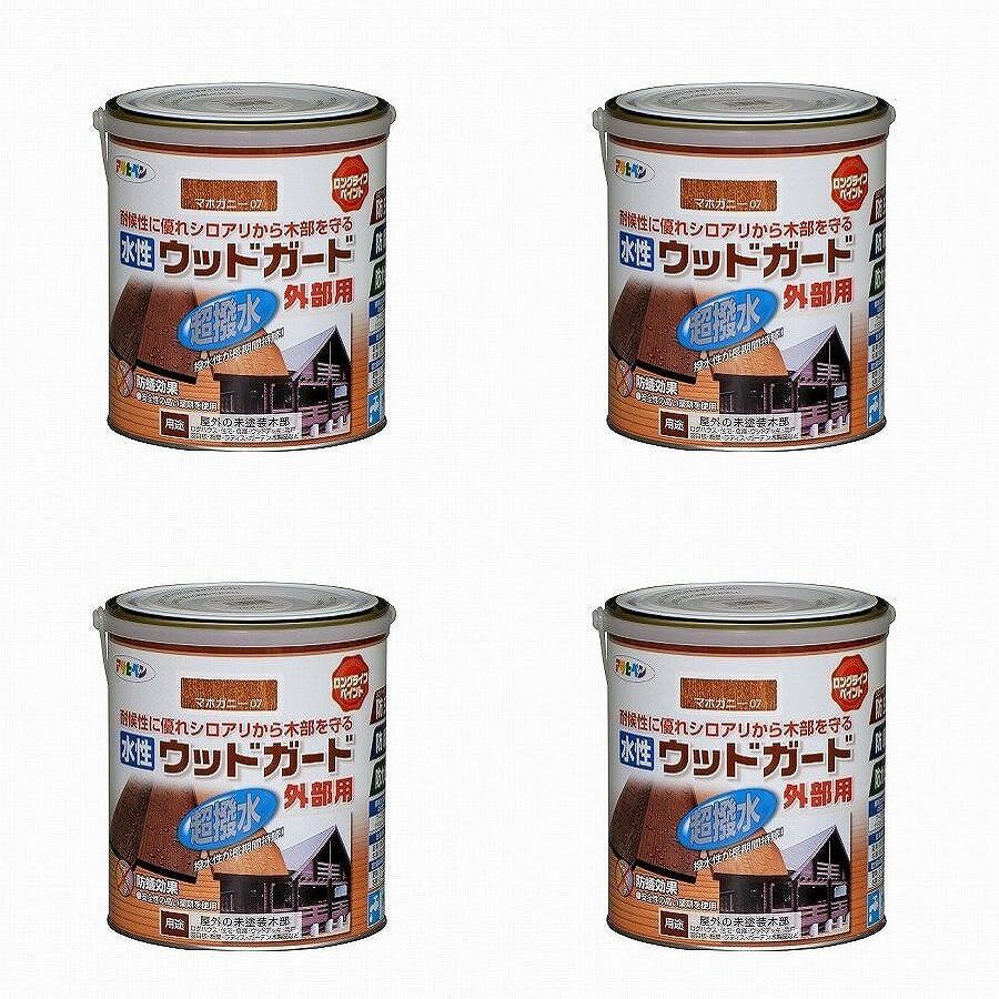 Coating, Repair, Various Materials - アサヒペン 水性ウッドガード外部用 1．6L マホガニー　07 4缶セット