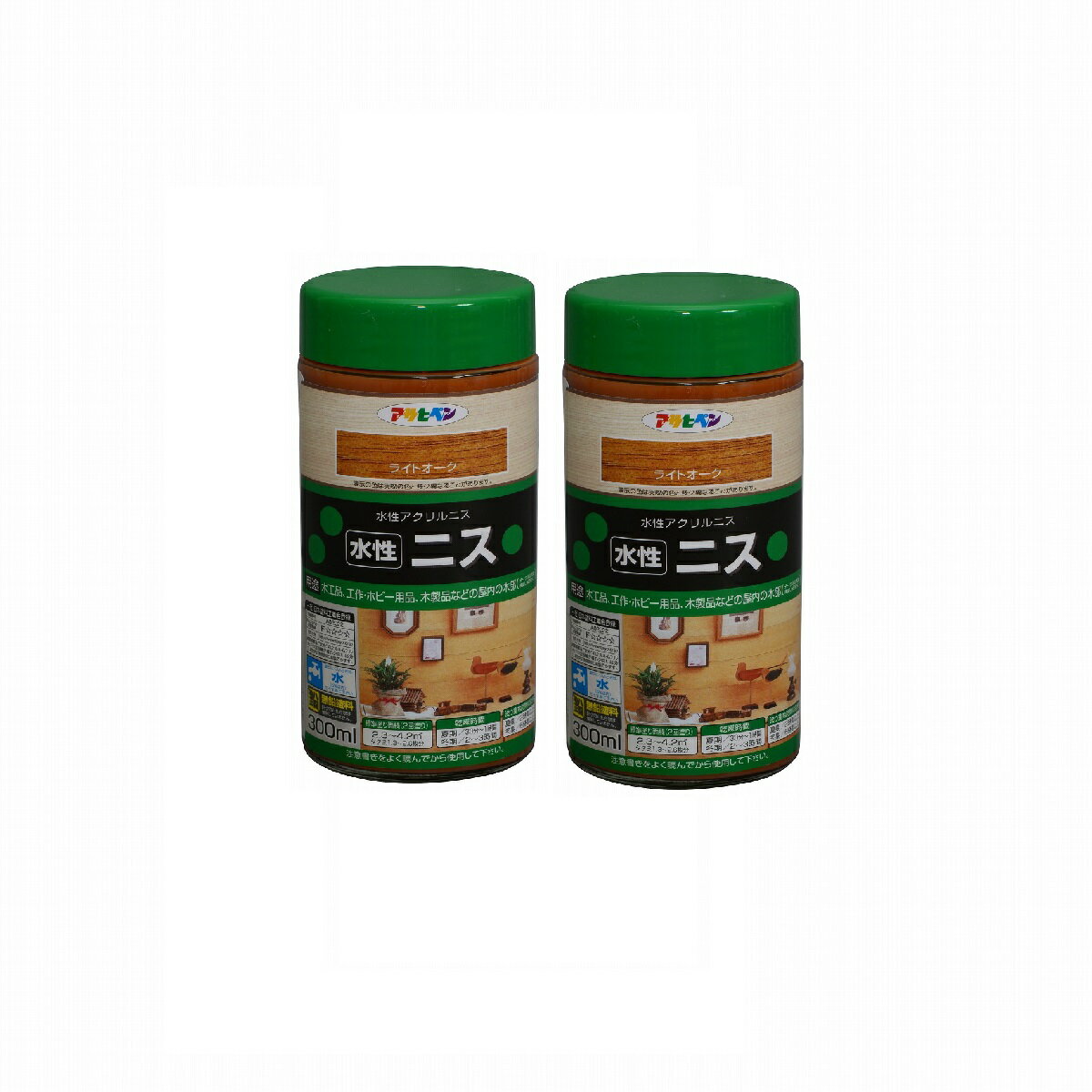 アサヒペン 水性ニス 300ML ライトオーク 2缶セット