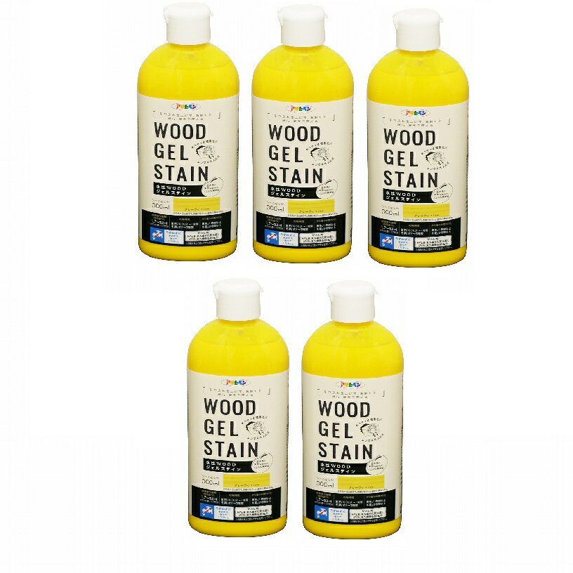 アサヒペン 水性WOODジェルステイン 300ML グレープイエロー 5缶セット