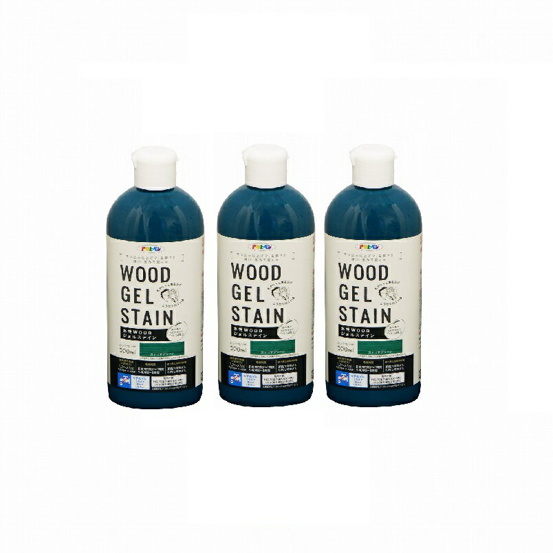 アサヒペン 水性WOODジェルステイン 300ML カシミヤグリーン 3缶セット