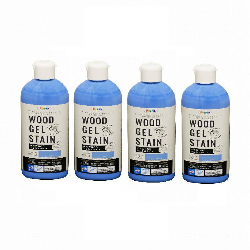 アサヒペン 水性WOODジェルステイン 300ML チョークブルー 4缶セット