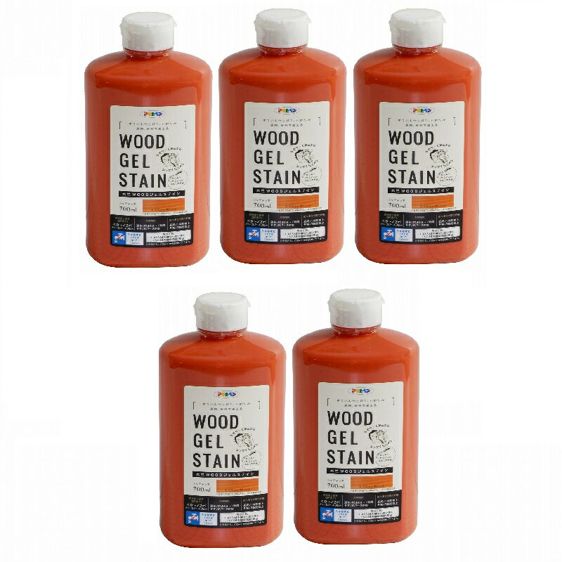 アサヒペン 水性WOODジェルステイン 700ML キャロットオレンジ 5缶セット