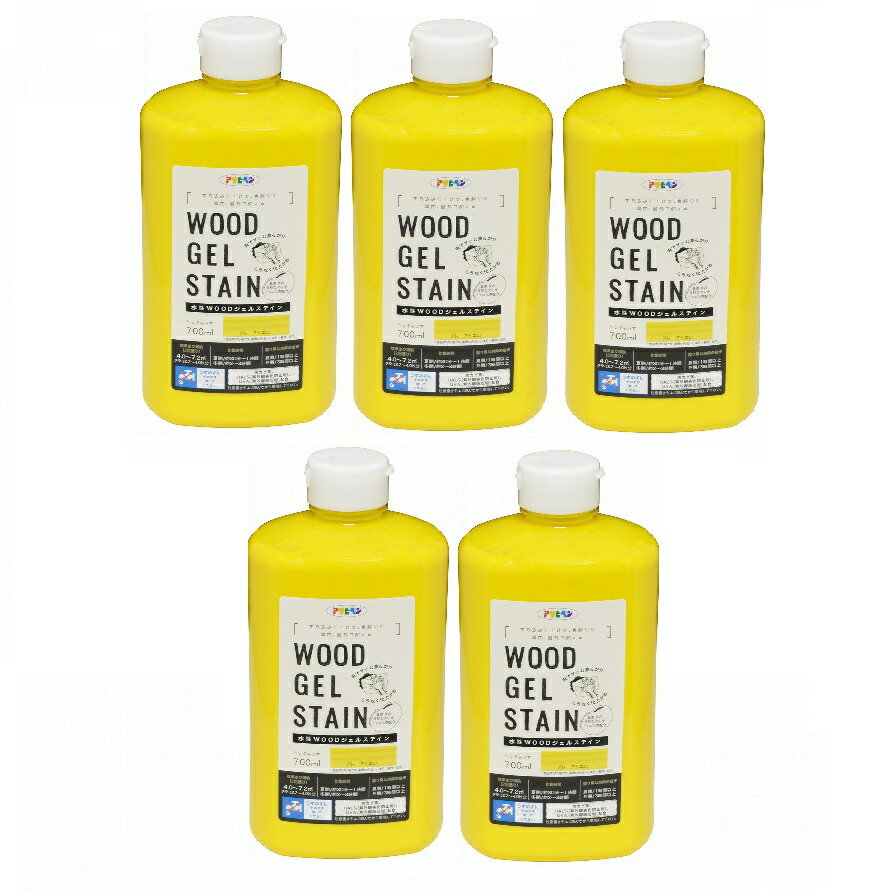 アサヒペン 水性WOODジェルステイン 700ML グレープイエロー 5缶セット