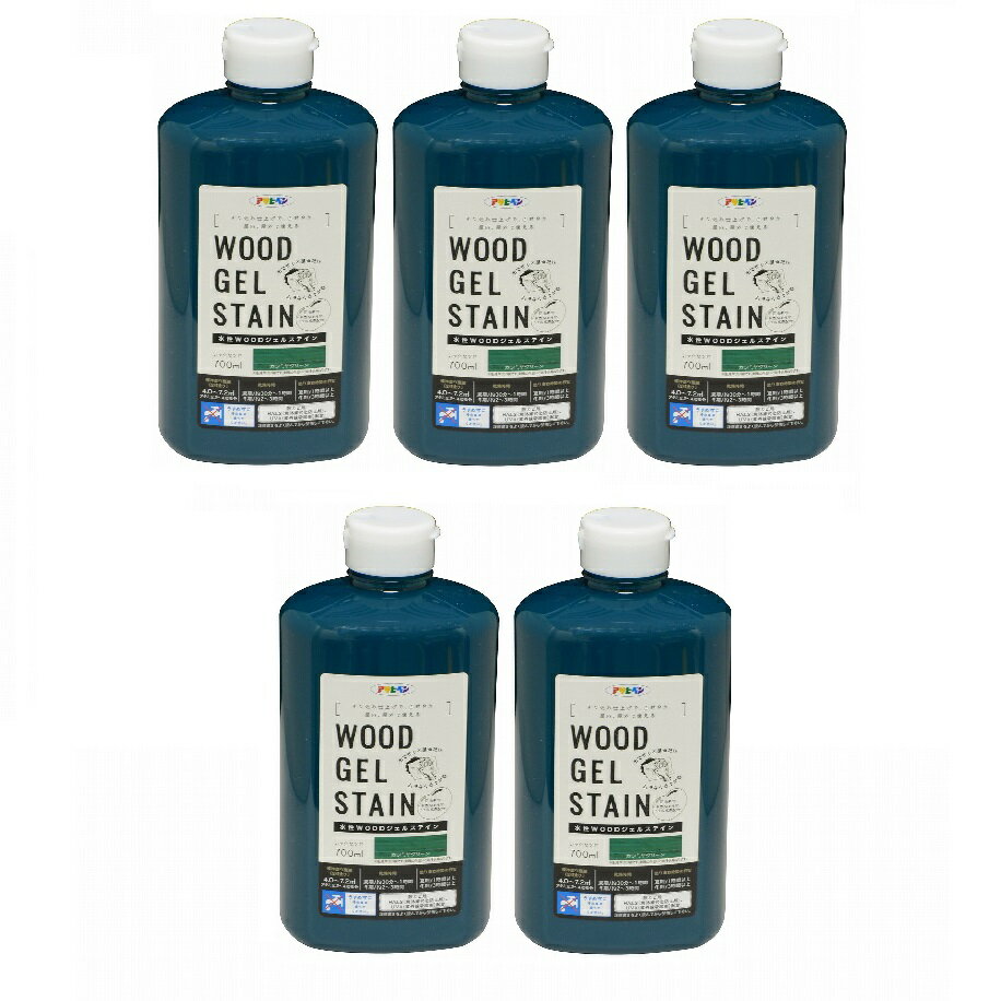 アサヒペン 水性WOODジェルステイン 700ML カシミヤグリーン 5缶セット