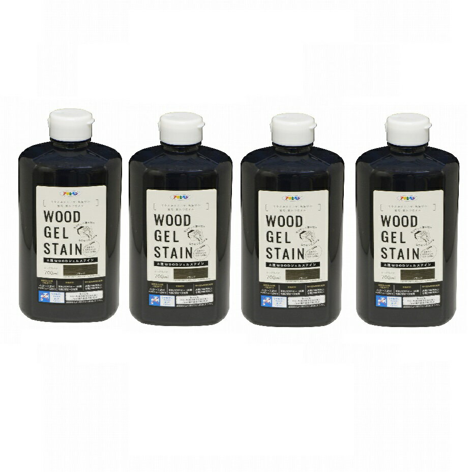 アサヒペン 水性WOODジェルステイン 700ML ブラック 4缶セット