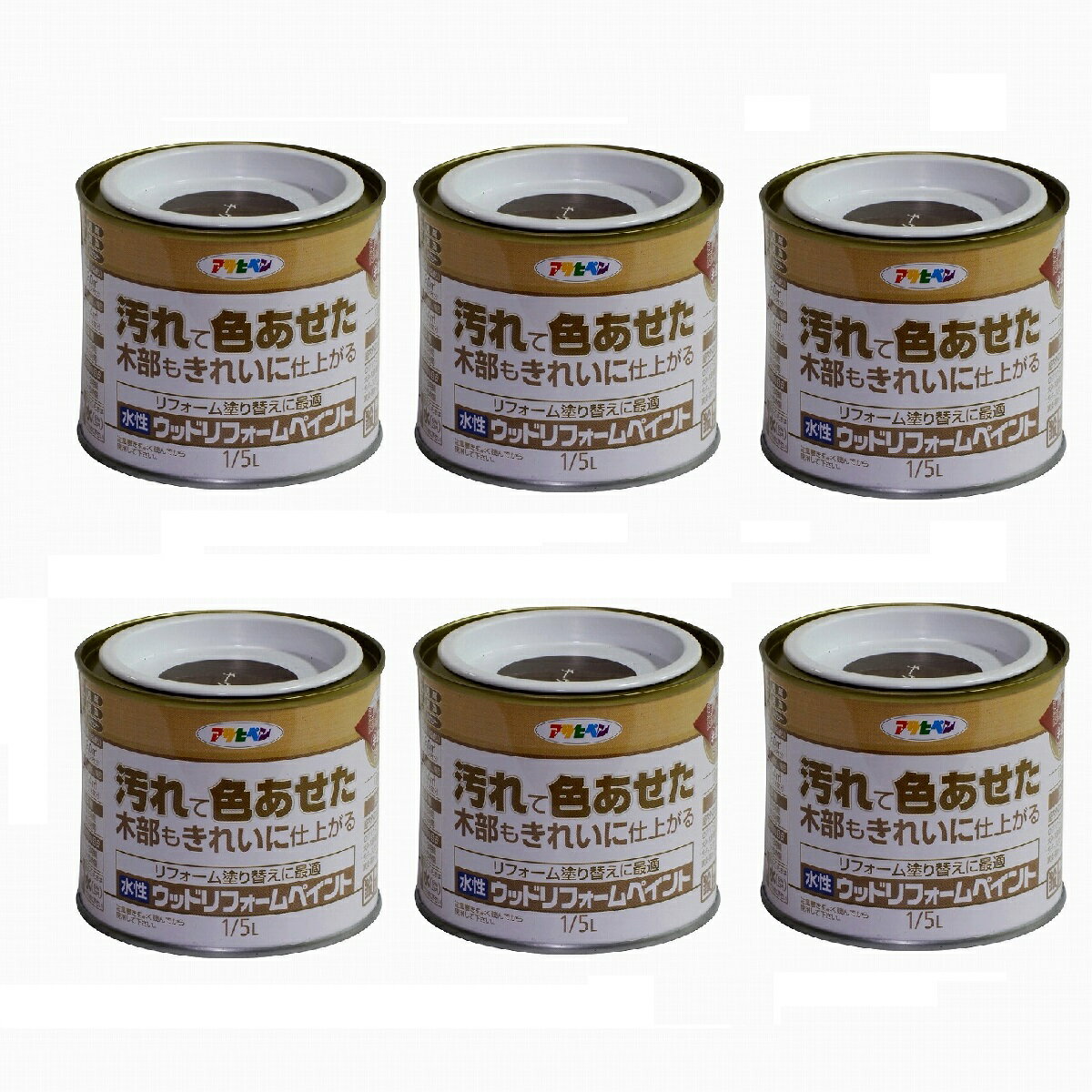 アサヒペン 水性ウッドリフォームペイント 1／5L チーク 6缶セット