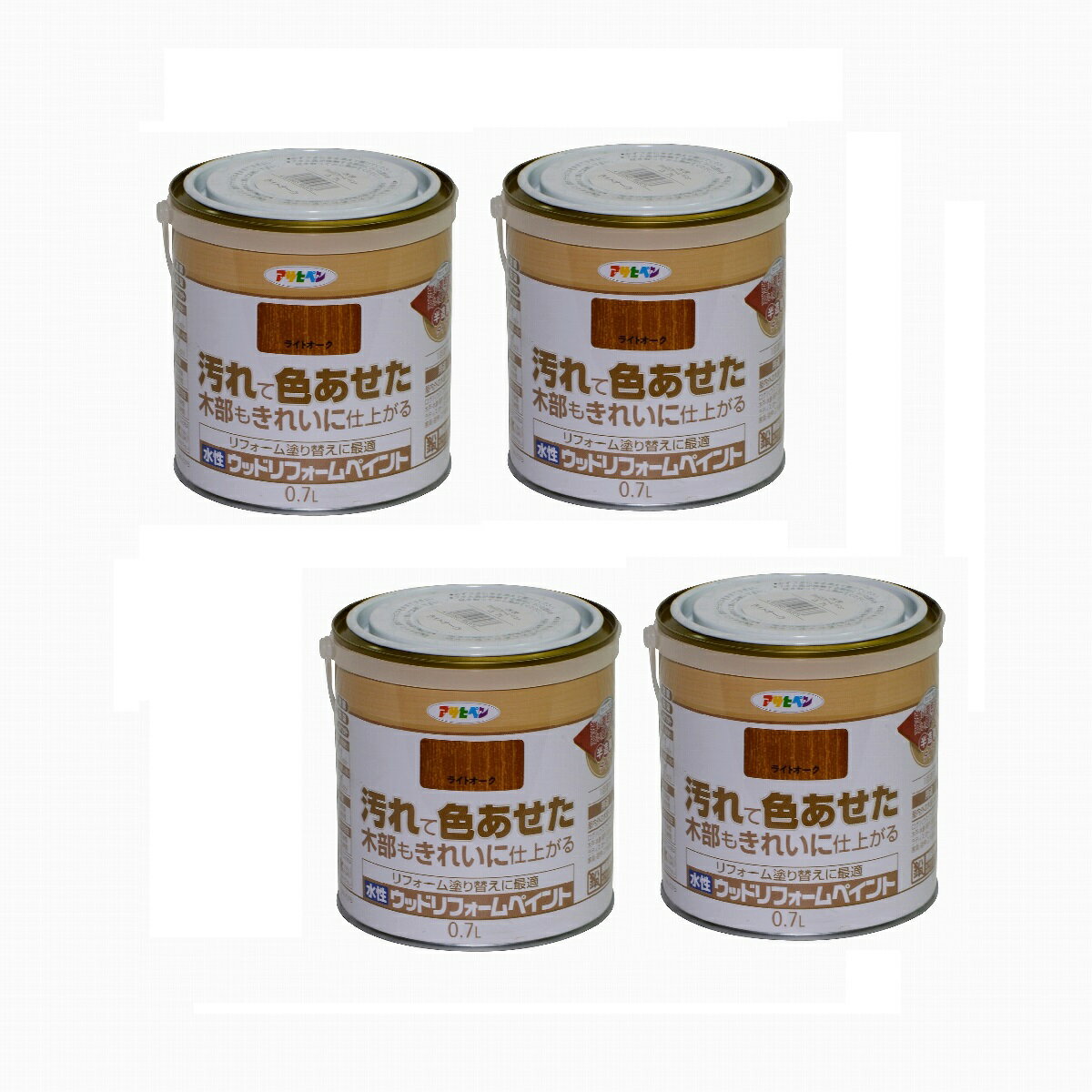 特長●強い着色力と高い隠蔽性で、屋外木部のリフォームの塗り替えに最適です。●半造膜タイプで着色力が強く下地の影響を受けません。●紫外線吸収剤、撥水剤、防カビ剤、防藻剤、防腐剤配合で屋外木部を劣化から守ります。●1回塗りタイプの水性塗料で塗りやすく、低臭タイプの木部保護塗料です。用途●ウッドデッキ、板塀、笠木、羽目板、戸袋、バルコニー、木戸などの屋外木部全般に。●ラティス、トレリス、フェンス、ベンチなどの木製ガーデン製品に。仕様●色：ライトオーク●容量(L)：0.7●乾燥時間：夏期/約2時間・冬期/約4時間●指触乾燥時間：2〜4●塗り重ね可能時間：2〜4●塗り重ね回数：1●塗布面積(［［M2］］)：【吸い込みが少ない面】5.2〜7。【吸い込みがはげしい面】3.5〜4.9。仕様2●塗布面積：5〜7［［M2］］（吸込みが多い場合3〜5［［M2］］）材質／仕上●水性アクリルウレタン樹脂セット内容／付属品注意特長●強い着色力と高い隠蔽性で、屋外木部のリフォームの塗り替えに最適です。●半造膜タイプで着色力が強く下地の影響を受けません。●紫外線吸収剤、撥水剤、防カビ剤、防藻剤、防腐剤配合で屋外木部を劣化から守ります。●1回塗りタイプの水性塗料で塗りやすく、低臭タイプの木部保護塗料です。用途●ウッドデッキ、板塀、笠木、羽目板、戸袋、バルコニー、木戸などの屋外木部全般に。●ラティス、トレリス、フェンス、ベンチなどの木製ガーデン製品に。仕様●色：ライトオーク●容量(L)：0.7●乾燥時間：夏期/約2時間・冬期/約4時間●指触乾燥時間：2〜4●塗り重ね可能時間：2〜4●塗り重ね回数：1●塗布面積(［［M2］］)：【吸い込みが少ない面】5.2〜7。【吸い込みがはげしい面】3.5〜4.9。仕様2●塗布面積：5〜7［［M2］］（吸込みが多い場合3〜5［［M2］］）材質／仕上●水性アクリルウレタン樹脂セット内容／付属品注意