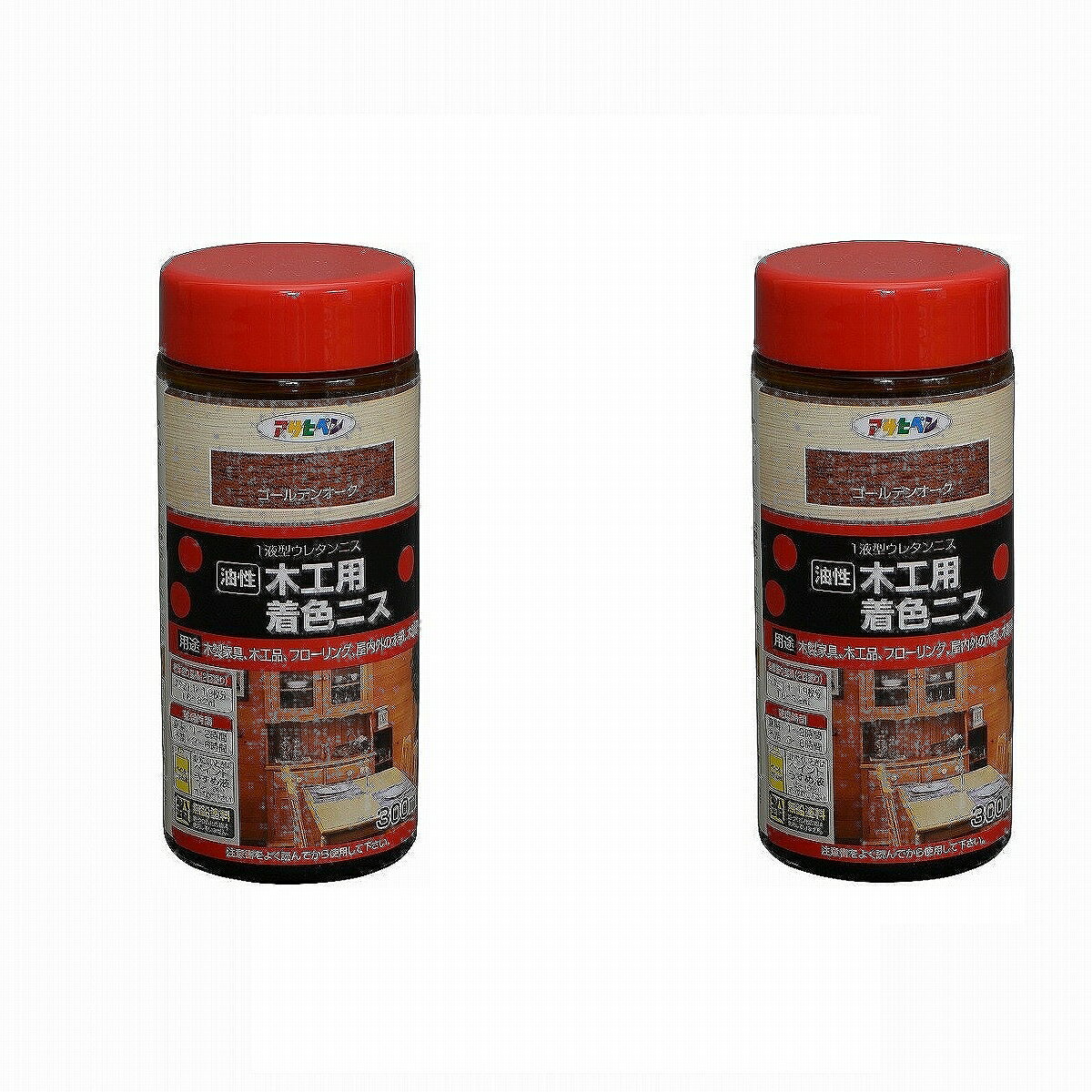 アサヒペン 木工用着色ニス 300ML ゴールデンオーク 2缶セット
