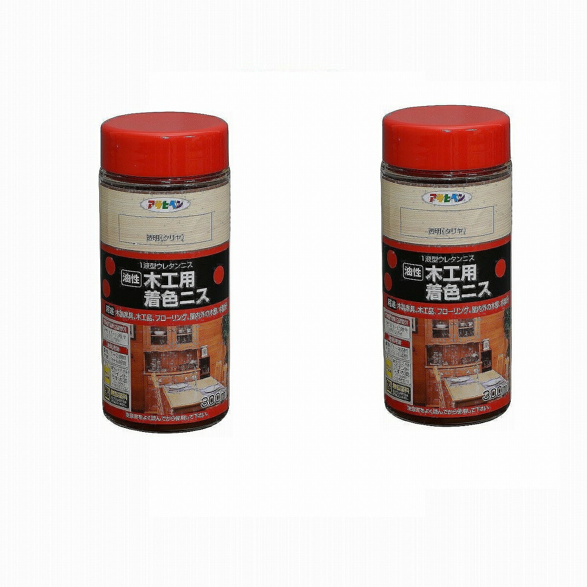アサヒペン 木工用着色ニス 300ML 透明（クリヤ） 2缶セット