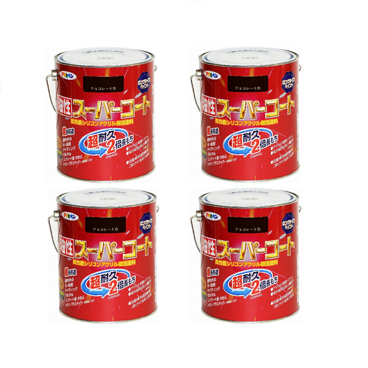 アサヒペン 油性スーパーコート 1．6L チョコレート 4缶セット