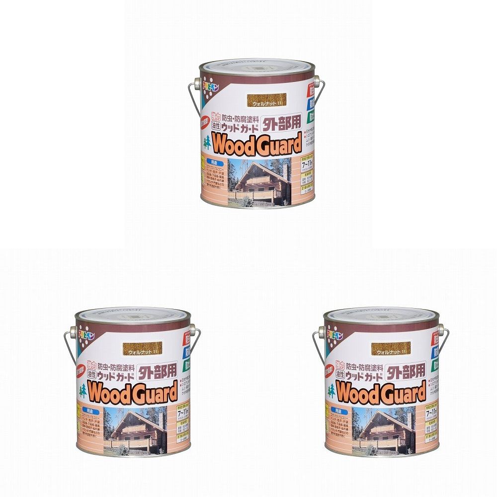Coating, Repair, Various Materials - アサヒペン　ウッドガード外部用　1．6L　ウォルナット 3缶セット