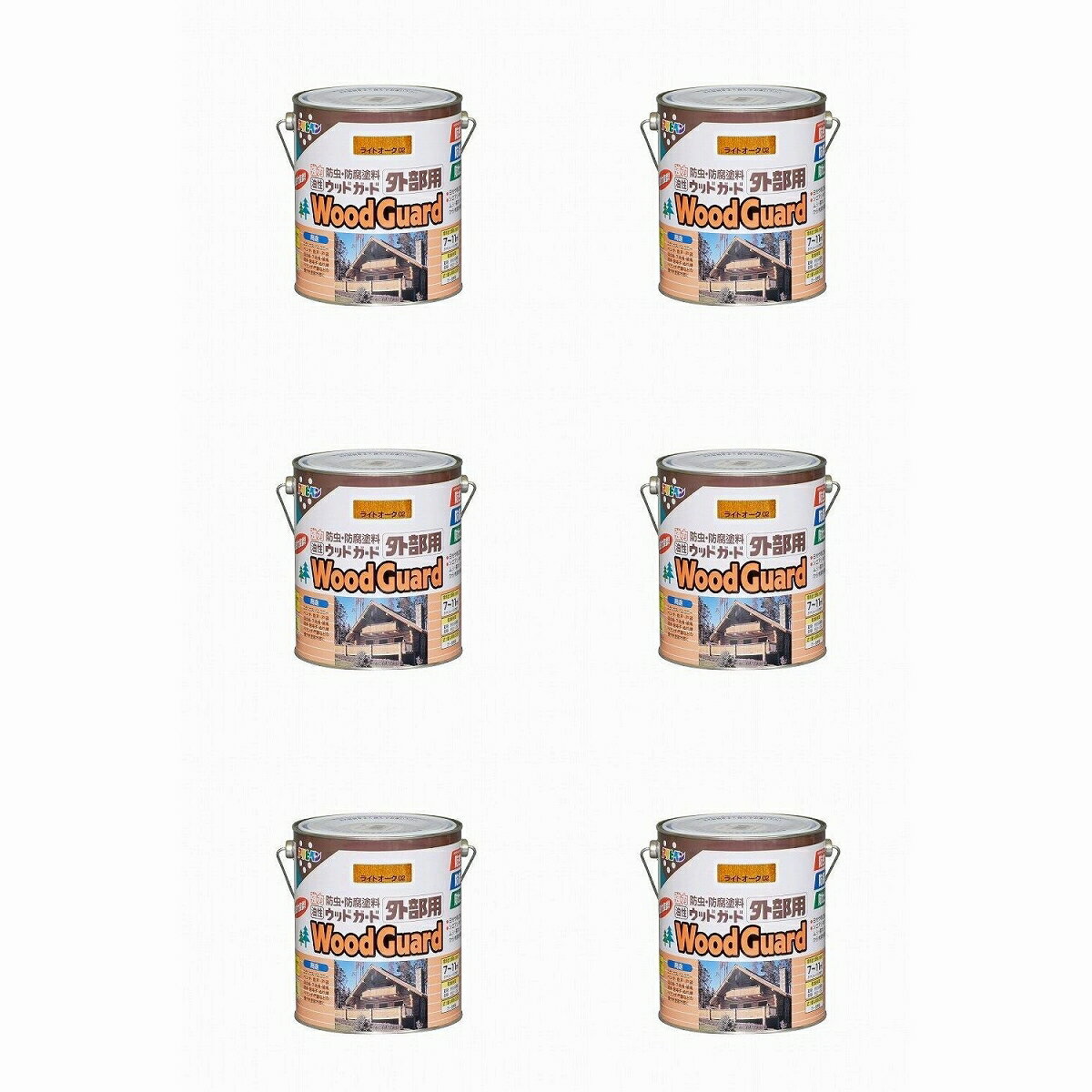 特長●シロアリ、キクイムシなどに対して長期間強力な防虫効果を発揮します。●腐れ、カビなどに対して長期間強力な防腐・防カビ効果を発揮します。●耐水性、耐光性に優れた着色顔料の配合により、長期間鮮明な色を保ちます。●木部に深く浸透し、内部から木部を守ります。用途●ログハウス・ペンション・住宅・倉庫・庭園資材などの屋外未塗装木部に。●雨戸、戸袋、羽目板、下見板、板ベイなどの未塗装外板に。●窓枠、軒天井、ぬれ縁、門扉などの屋外未塗装木部に。仕様●色：ライトオーク●容量(L)：1.6●乾燥時間：夏期/約24時間、冬期/2〜3日●指触乾燥時間：2〜3日●塗り重ね可能時間：2〜3日●塗り重ね回数：2●塗布面積(［［M2］］)：7〜11仕様2●塗布面積：7〜11［［M2］］（2回塗り）材質／仕上●アルキド樹脂セット内容／付属品注意特長●シロアリ、キクイムシなどに対して長期間強力な防虫効果を発揮します。●腐れ、カビなどに対して長期間強力な防腐・防カビ効果を発揮します。●耐水性、耐光性に優れた着色顔料の配合により、長期間鮮明な色を保ちます。●木部に深く浸透し、内部から木部を守ります。用途●ログハウス・ペンション・住宅・倉庫・庭園資材などの屋外未塗装木部に。●雨戸、戸袋、羽目板、下見板、板ベイなどの未塗装外板に。●窓枠、軒天井、ぬれ縁、門扉などの屋外未塗装木部に。仕様●色：ライトオーク●容量(L)：1.6●乾燥時間：夏期/約24時間、冬期/2〜3日●指触乾燥時間：2〜3日●塗り重ね可能時間：2〜3日●塗り重ね回数：2●塗布面積(［［M2］］)：7〜11仕様2●塗布面積：7〜11［［M2］］（2回塗り）材質／仕上●アルキド樹脂セット内容／付属品注意