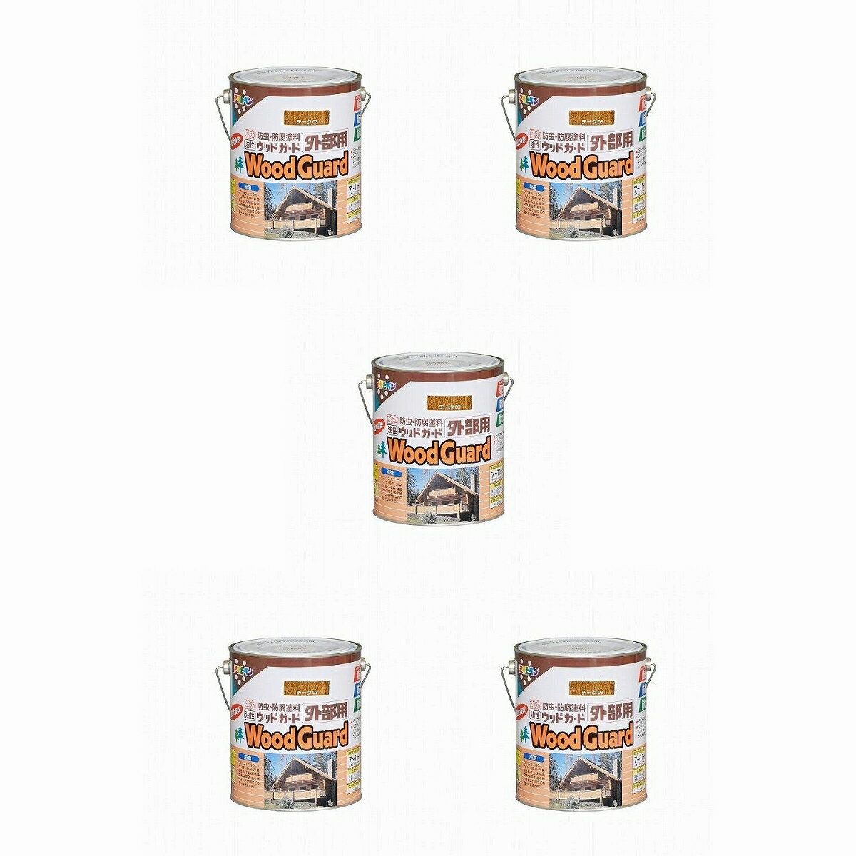 アサヒペン　ウッドガード外部用　1．6L　チーク 5缶セット