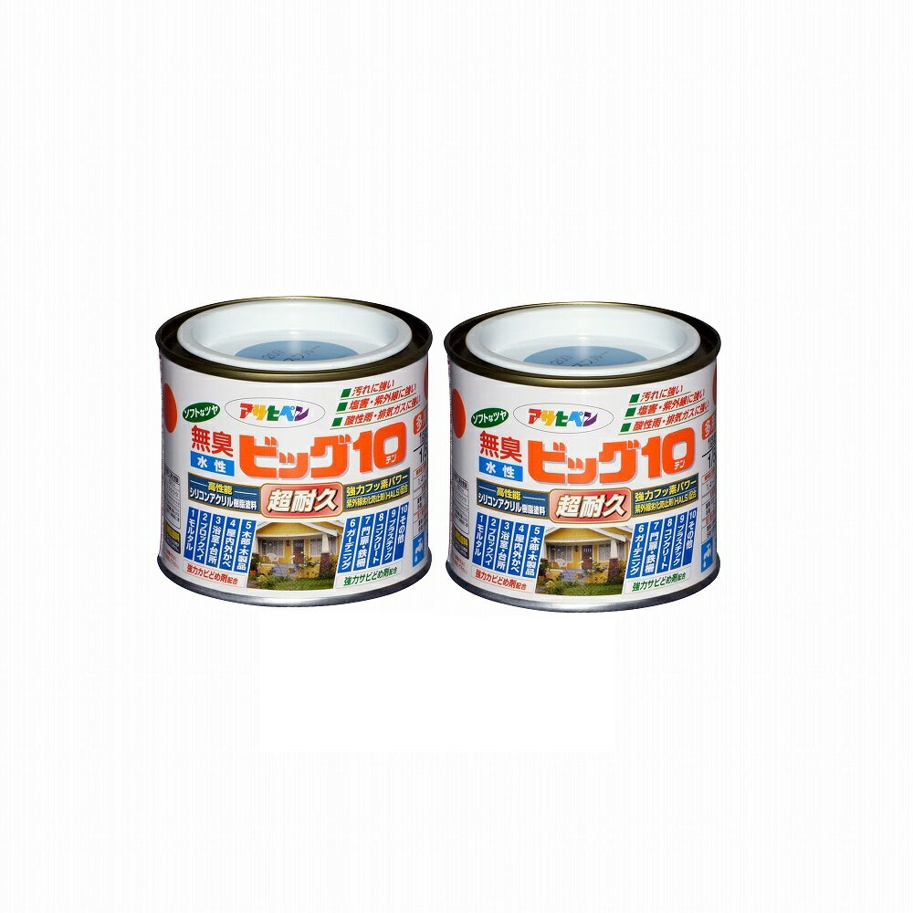 アサヒペン 水性ビッグ10多用途 1／5L 209ニースブルー 2缶セット