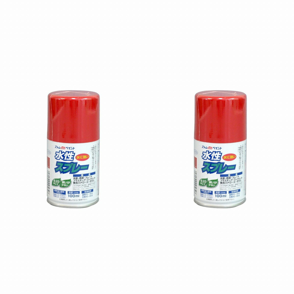 ※色見本はご使用端末により若干の誤差がございますので、ご注意ください。 【特長】 ・鮮やかな光沢（つや消し色は除く）で速乾性。臭いも少なく扱いやすい。 ・霧が細かいのでタレにくく、誰でも綺麗に吹けます。 ・発泡スチロールや段ボール（はっ水加工部は除く）にも塗装ができますので、学園祭や文化祭、体育祭などのイベントにも最適です。 ・乾くと水にも落ちることなく、長期間美しいツヤと色合いを維持します。 【属性・仕上がり感・塗り回数】 ・水性つやあり/2回塗り 【用途】 ・鉄部、木部、コンクリート、プラスティック、ガラス、スレート、段ボール、発泡スチロール等 【塗り面積】 ・100ML : 0.2〜0.4m2 タタミ枚数換算　約1/5枚 ・300ML : 0.7〜1.2m2 タタミ枚数換算　約1/2枚 【表面乾燥時間】 ・乾燥時間：夏期　20〜30分、冬期　40〜60分 【使用上の注意】 ・プラスティックは、アクリル、硬質塩ビ、ABSに限ります。 ・換気の良い場所（屋外）で塗装してください。 ・まわりの車や建物等に飛び散らないよう注意してください。0