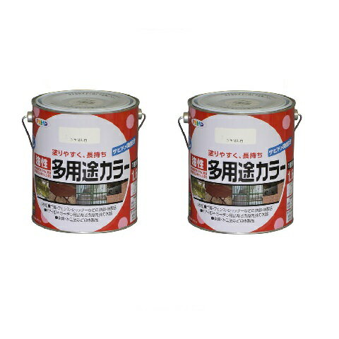 アサヒペン 油性多用途カラー 1．6L ツヤ消し白 2缶セット
