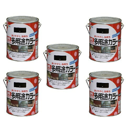 アサヒペン 油性多用途カラー 1．6L 黒 5缶セット