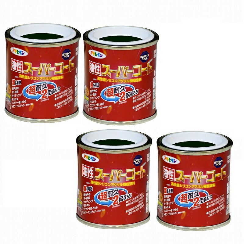 Coating, Repair, Various Materials - アサヒペン 油性スーパーコート 1／12L アイリッシュグリーン 4缶セット
