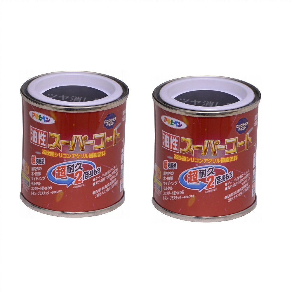アサヒペン 油性スーパーコート 1／12L ツヤ消し黒 2缶セット