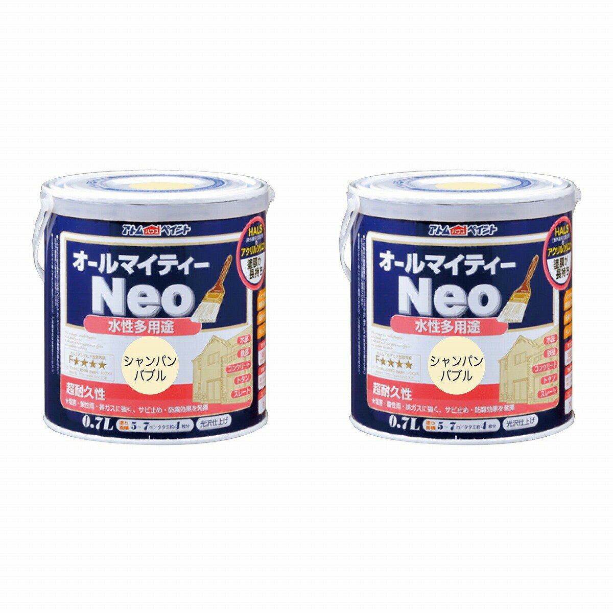 アトムハウスペイント 水性オールマイティーネオ 0.7L シャンパンバブル 2缶セット