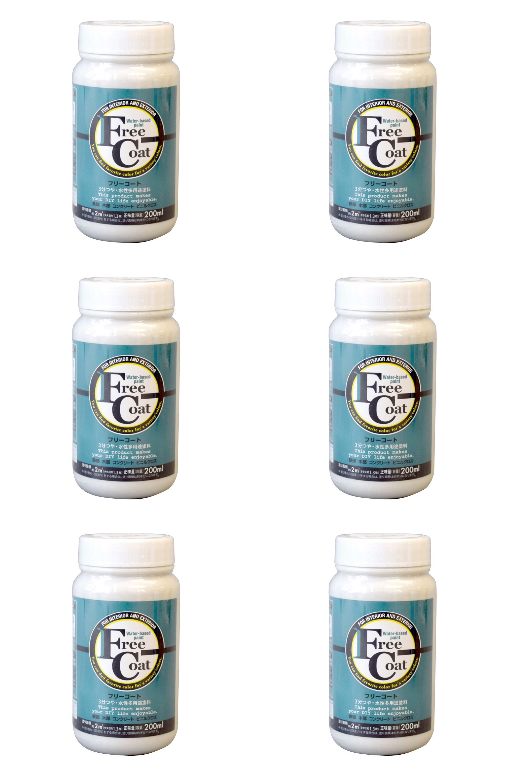 アトムハウスペイント 水性フリーコート 200ML ホワイトグレー 6缶セット