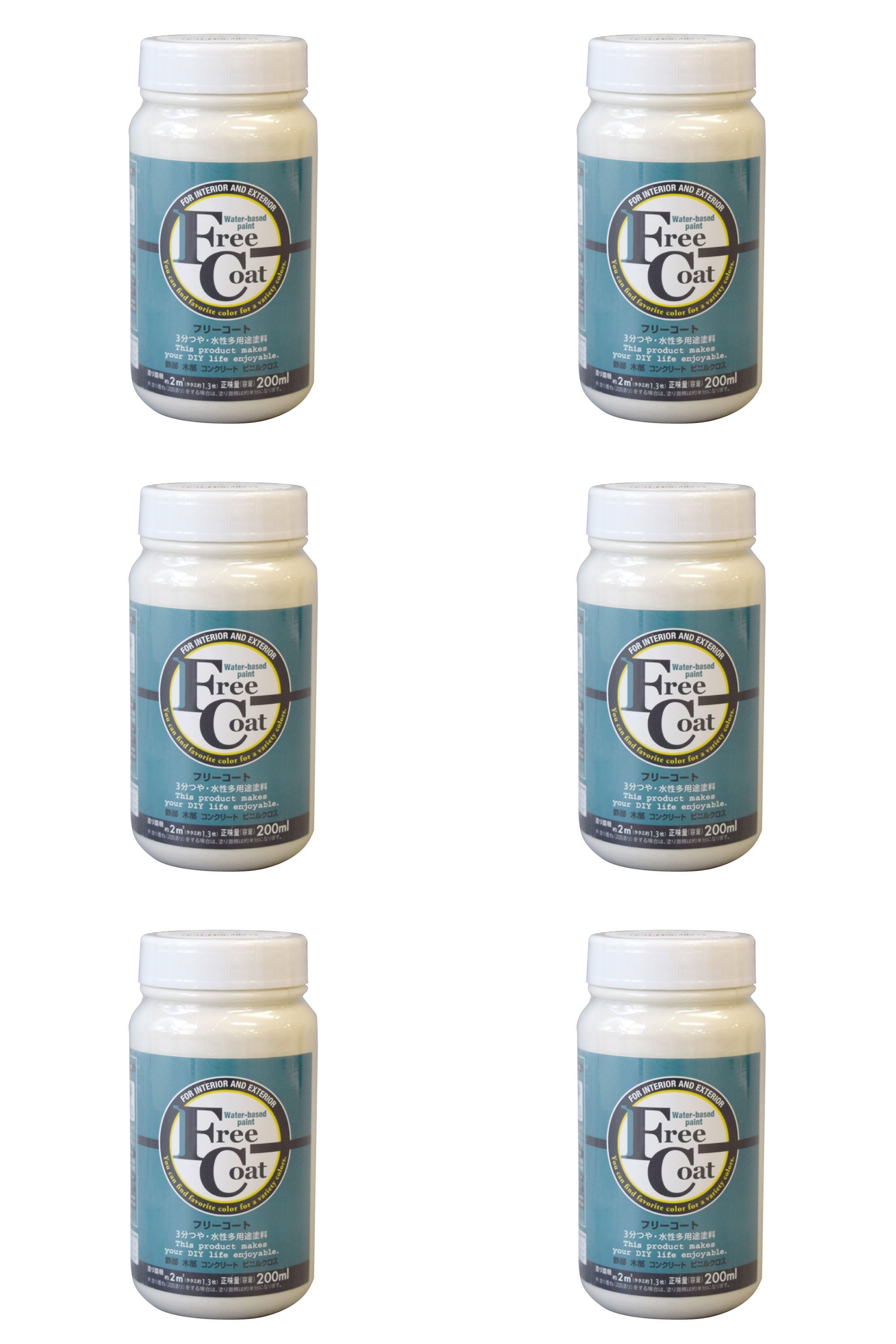 アトムハウスペイント 水性フリーコート 200ML ホワイトアイボリー 6缶セット