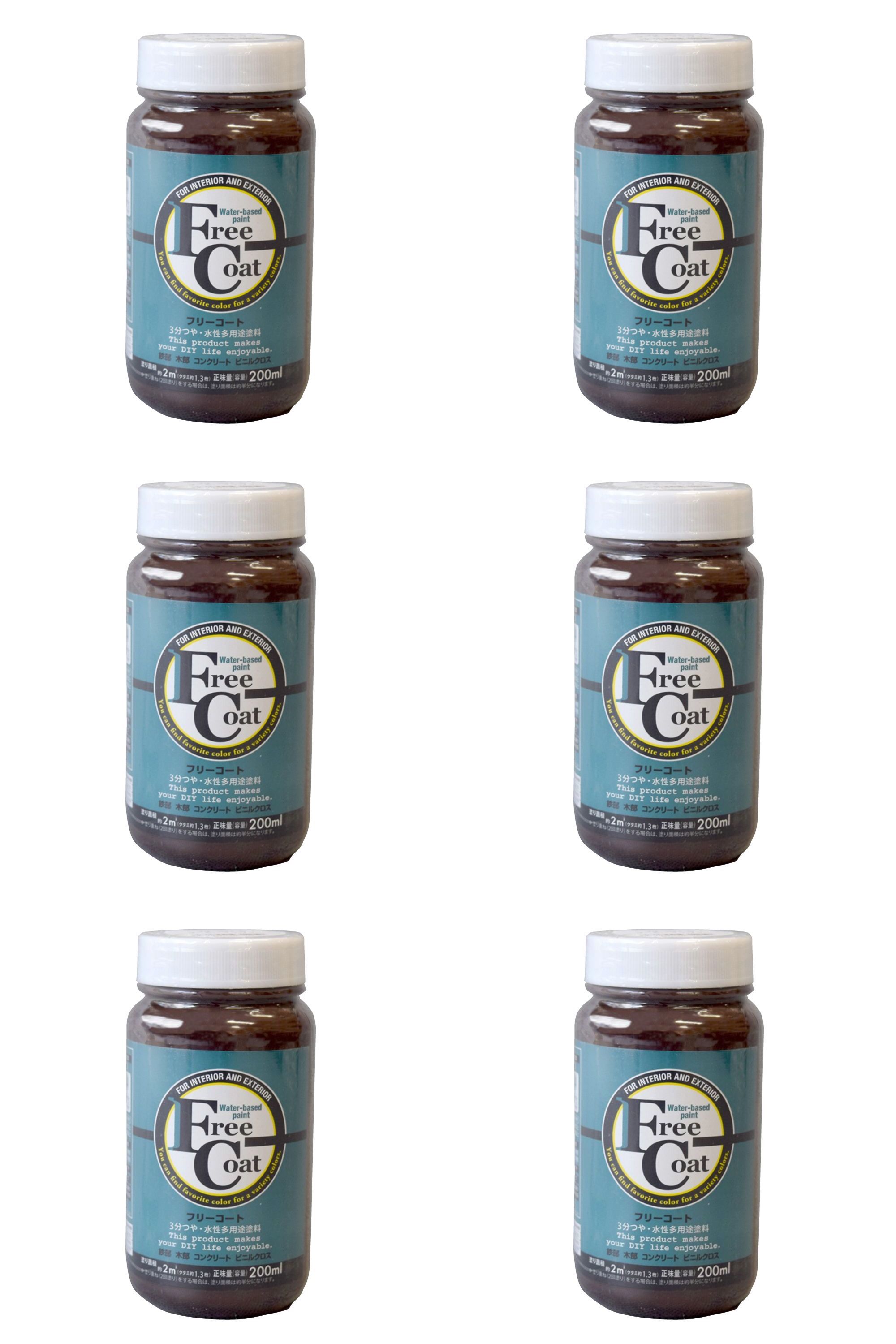 アトムハウスペイント 水性フリーコート 200ML コーヒーブラウン 6缶セット