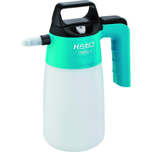 HAZET　蓄圧式スプレー容器 JAN：4000896189007 メーカー：HAZET社 / ブランド：HAZET / 原産国：ドイツ 特長 ●各種クリーニング溶剤、潤滑剤スプレーイングができます。●円錐形ノズル、フラットノズルが付属しています。●安全弁が付いているため安全です。●開封前は安全弁で減圧できます。●使用する薬剤等の取扱方法を厳守してください。 用途 ●自動車・産業機械洗浄作業などに。 仕様 ●容量(ml)：1000●幅(mm)：200●奥行(mm)：113●高さ(mm)：247●色：白・ブルー 仕様（詳細） ●最大圧力：2.5br(安全弁付き)●流量：白色ノズル0.5 l/min／グレーノズル0.81 l/min (調整可能)●Vitonガスケット●全容量：1.35リットル 材質／仕上 ●本体：プラスチック（Vitonシール仕様） セット内容／付属品 ●本体、コニカルノズル、フラットノズル