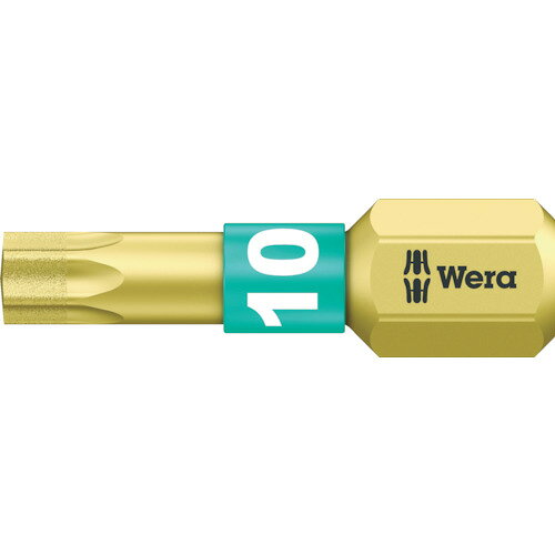 Wera　867／1BDC　トルクスビット　TX10 JAN：4013288034038 メーカー：Wera社 / ブランド：Wera / 原産国：チェコ 特長 ●専用のビットホルダ(053923)と併用することで、3つのトーション(トライトーション)が作用し、ビットの長寿命化を実現しています。●ダイヤモンドコーティングにより、食いつき性と寿命が向上したビットです。 仕様 ●刃先：T10●全長(mm)：25●差込(mm)：6.35 仕様（詳細） ●差込：6.35mm●ダイヤモンドコーティング●バイトーションタイプ●カラーコード付