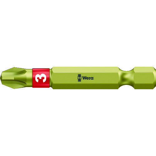Wera　851／4BTH　ビット　＋3 JAN：4013288034328 メーカー：Wera社 / ブランド：Wera / 原産国：チェコ 特長 ●専用のビットホルダ(053923）と併用することで、3つのトーション(トライトーション)が作用し、ビットの長寿命化を実現しています。●木材などの加工に適しています。 仕様 ●刃先：［［＋］］3●全長(mm)：50●差込(mm)：6.35 仕様（詳細） ●差込：6.35mm●カラーコード付●バイトーションタイプ(二重効果)