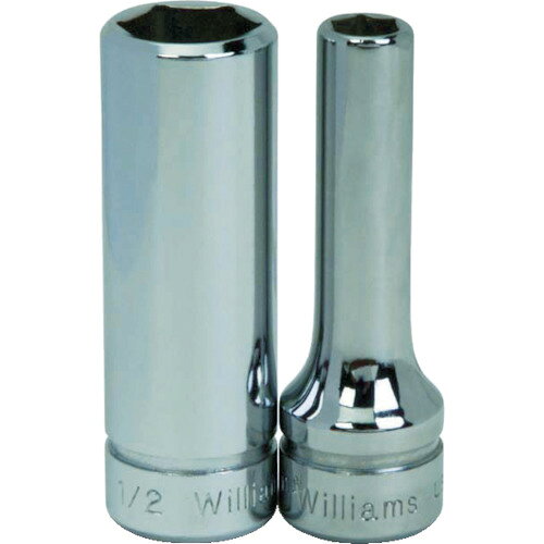 WILLIAMS　3／8ドライブ　ディープソケット　6角　20mmJAN：4547230106288メーカー：スナップオン・ツールズ（株） / ブランド：WILLIAMS / 原産国：アメリカ特長●ウィリアムズ独自の面接触SUPERTORQUE［［R下］］により、ボルト・ナットを変形させずに高いトルクを伝達できます。●クロームメッキ仕上げでサビや汚れから守ります。用途●技術者向け。●メンテナンス業者。仕様●差込角(mm)：9.5●対辺寸法(mm)：20●全長(mm)：67●対辺形状：6角●対辺(mm)：20材質／仕上●特殊工具鋼