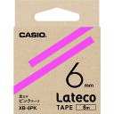 【あす楽対応・送料無料】カシオ　ラテコ（Lateco）専用詰め替えテープ　6mm　ピンクテープに黒文字