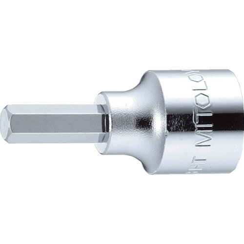 ミトロイ　1／2　ヘックスソケット　8mm JAN：4575100012704 メーカー：水戸工機（株） / ブランド：ミトロイ / 原産国：日本 特長●差込角12.7mm用です。 用途●作業における六角穴付ボルトや止めネジなどの締めゆるめ用に。 仕様●差込角(mm)：12.7●対辺寸法(mm)：8●ビット長さ(mm)：24●全長(mm)：56●対辺(mm)：8 材質／仕上●クロムバナジウム鋼●六角部:ニッケルクロムモリブデンバナジウム鋼