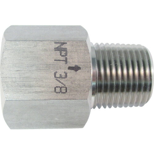 特長●NPT（アメリカネジ）外ネジからPT内ネジへのネジ変換に●ステンレス製用途●PT外ネジからNPT（アメリカネジ）内ネジへのネジ変換に仕様●接続口径D1：NPT3/8●接続口径D2：Rc3/8●六角対辺(mm)：24●使用流体：水、空気、油仕様2●使用流体：水、空気、油●流体温度：-50〜150℃●使用圧力：20.6MPa材質／仕上●ステンレス(SUS304)セット内容／付属品注意