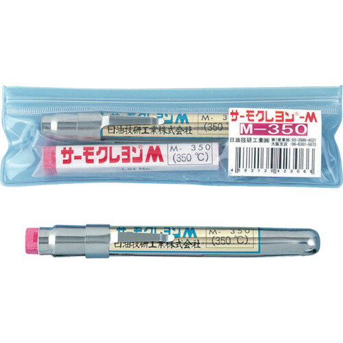 特長●製品を加熱された物体に当てて、それが溶けるか溶けないかで、指示温度以上か以下かを判定します。用途●鍛造の温度、金型の温度測定。●鉄骨溶接時のパス間温度管理用に。●反応塔、電気炉、溶鉱炉などの外壁面の温度管理に。●金属、合成樹脂、ゴム、ガラスなどの成型時の温度管理に。仕様●原色：うす赤●変色後色：変色しません●変色温度(℃)：150(溶融温度)●シートサイズ(mm)：10φ×75(全体)●温度範囲(℃)：150(溶融温度)●サイズ(mm)：10φ×75●色：うす赤●測定方式：不可逆性(製品の溶融による)●指示温度(℃)：150仕様2●測定方式：不可逆性(製品の溶融による)材質／仕上●熱溶融性化合物セット内容／付属品●ホルダー付（ステンレス）注意●本製品は湿度を嫌います。所定のポリ袋容器に入れて保管してください。